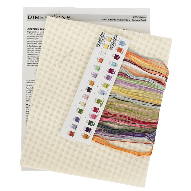 Dimensions Needlecrafts -  Cross Stitch Kit 10"X13" - Floral Butterfly 14Ct, 70-35448