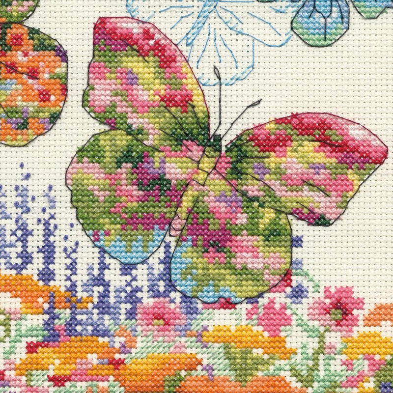 Dimensions Needlecrafts -  Cross Stitch Kit 10"X13" - Floral Butterfly 14Ct, 70-35448