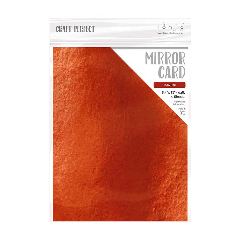 Craft Perfect Gloss Mirror Cardstock 8.5X11 5Pc - Ruby Red, 9453E