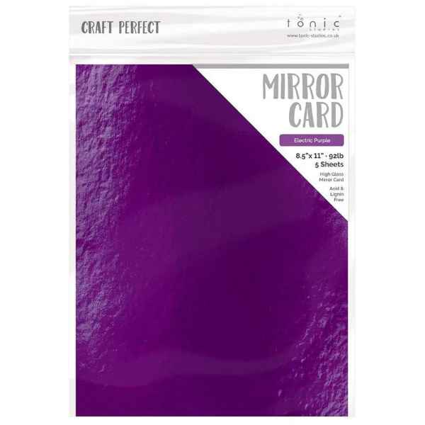 Craft Perfect Gloss Mirror Cardstock 8.5X11 5Pc - Electic Purple, 9455E