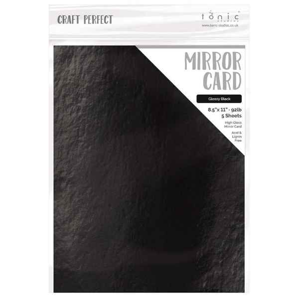 Craft Perfect Gloss Mirror Cardstock 8.5X11 5Pc - Black, 9459E