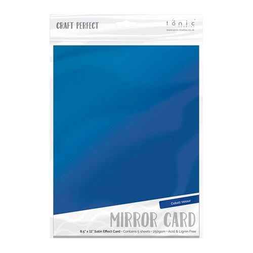 Craft Perfect Satin Mirror Cardstock 8.5X11 5Pc - Colbalt Velour, 9484E