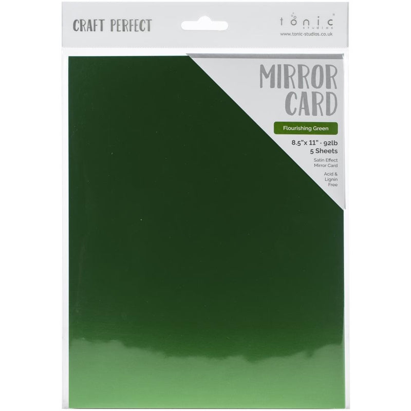 Craft Perfect Satin Mirror Cardstock 8.5X11 5Pc - Flourishing Green, 9493E