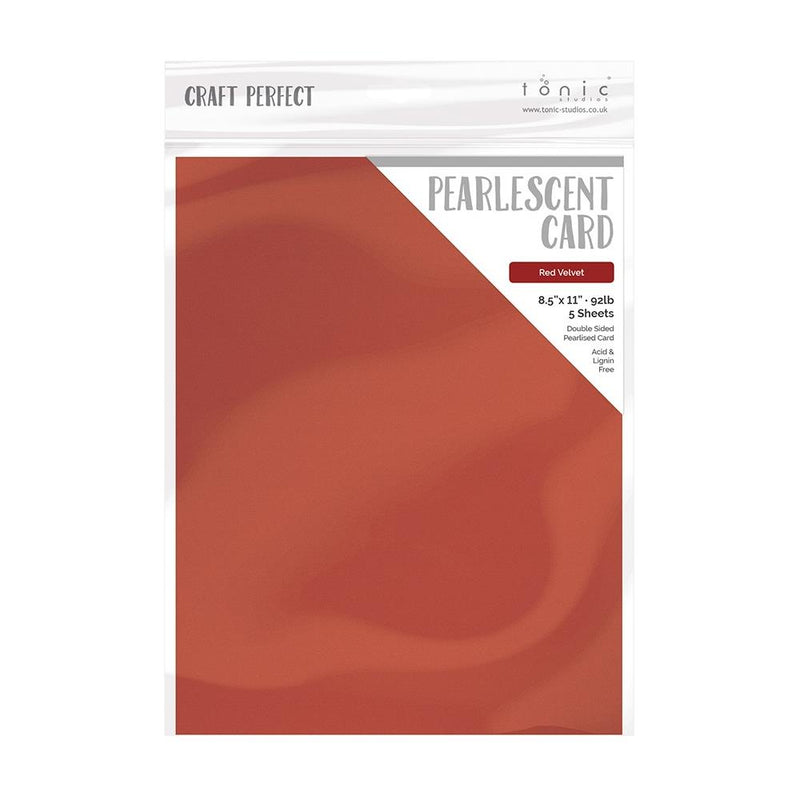 Craft Perfect Pearlescent Cardstock 8.5X11 5Pc - Red Velvet, 9536E