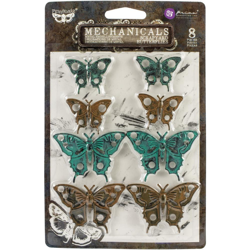 Finnabair Scrapyard Butterflies Mechanicals Metal Embellishments 8Pc, 967147