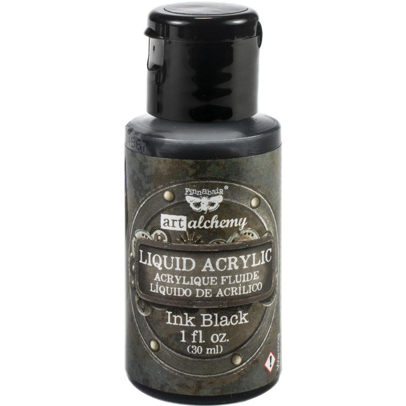 Finnabair Art Alchemy Liquid Acrylic Paint 1oz - Ink Black, 967345