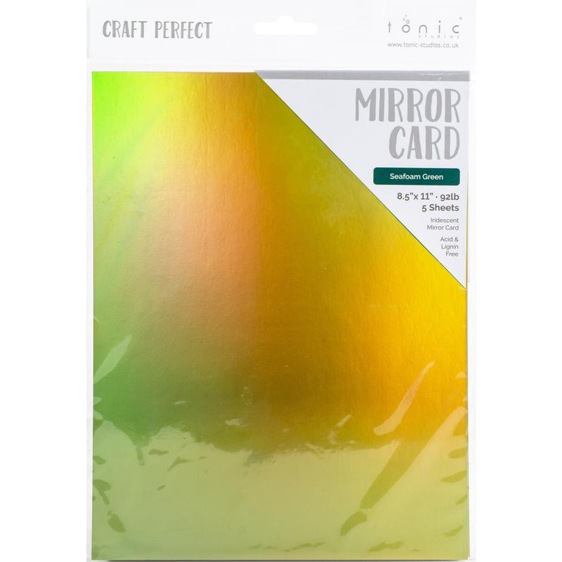 Craft Perfect Iridescent Mirror Cardstock 8.5X11 5Pc - Sea Foam Green, 9789E