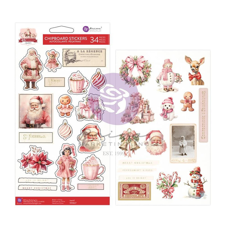 Prima Marketing - Chipboard Stickers 34Pc - 25 & Peppermint, 981471