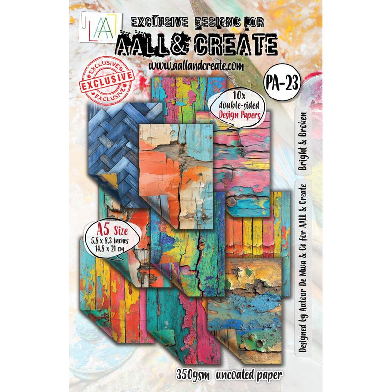 Coming Soon - AALL & Create A5 Double-Sided Design Papers 10Pc - Bright & Broken, AALL-PA-023