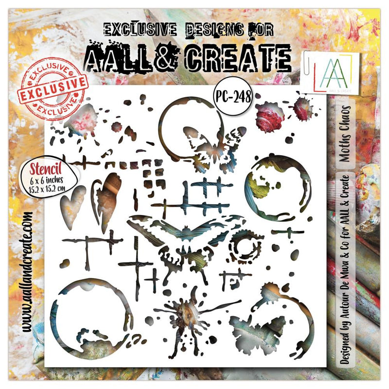 AALL & Create Stencil 6"X6" - Moth's Chaos, AALL-PC-248