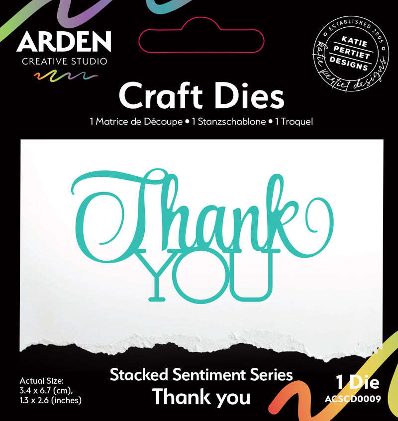 Coming Soon - Arden Creative Studio Stacked Sentiment Series Thank You Craft Die Set, ACSCD0009