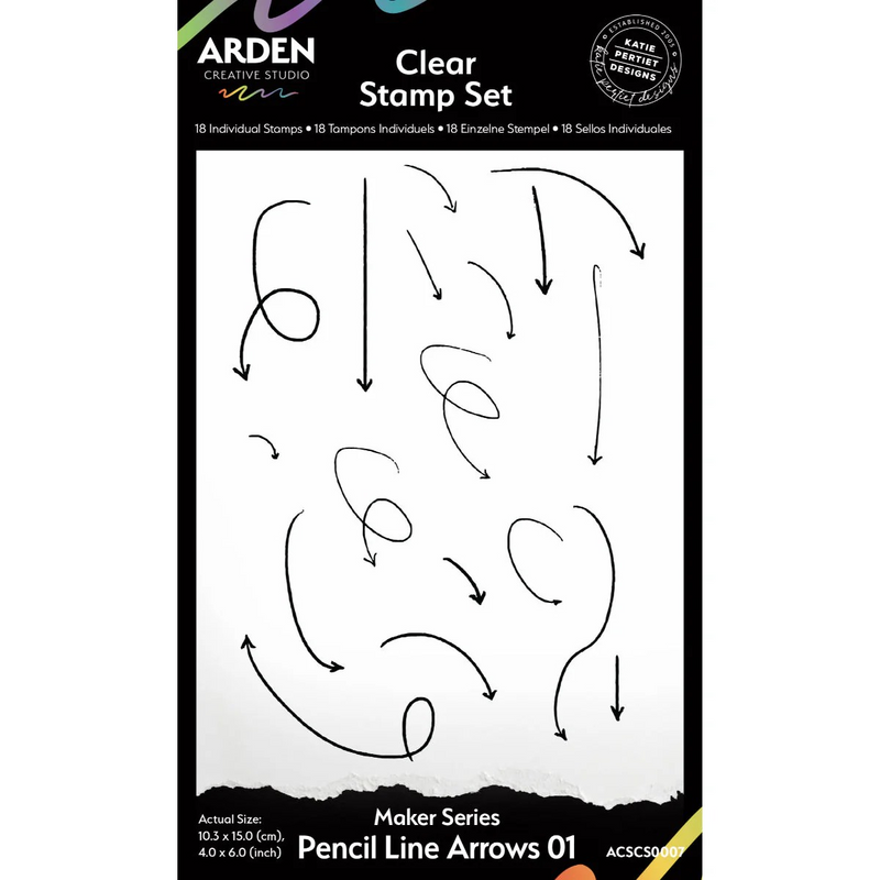 Arden Creative Studio Maker Series Stamp Set - Pencil Line Arrows 01, ACSCS0007