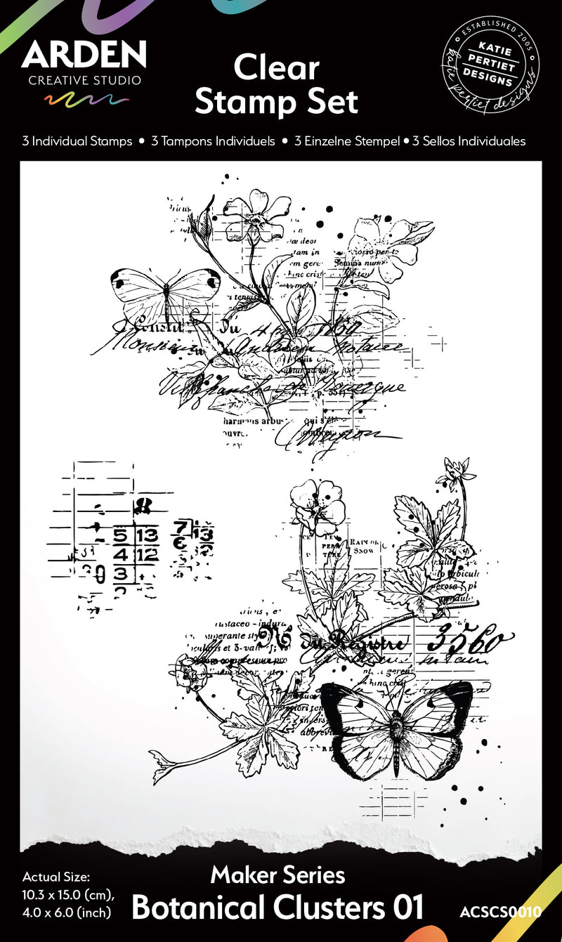 Coming Soon - Arden Creative Studio Maker Series Botanical Clusters 01 4x6 Clear Stamp Set, ACSCS0010