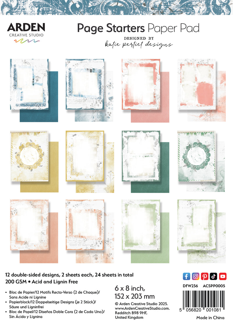 Arden Creative Studio Page Starters 6x8 Paper Pad, ACSPP0005