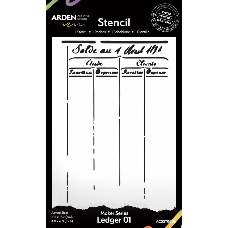 Arden Creative Studio Maker Series Stencil - Ledger 01, ACSST0006
