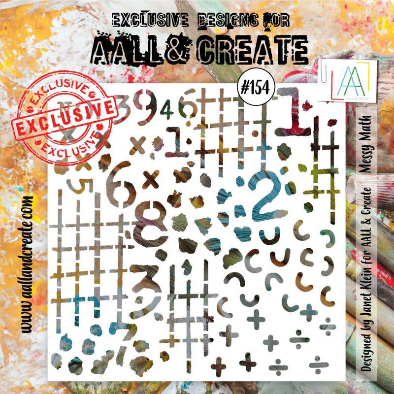 AALL & Create Stencil 6"X6" - Messy Math, ALLPC154