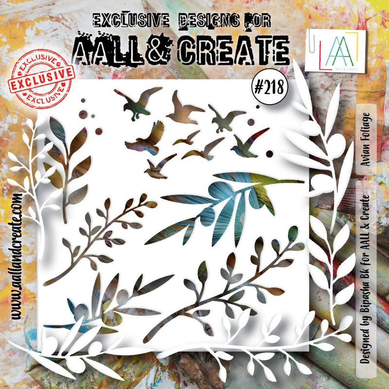 AALL & Create Stencil 6"X6" - Avian Foliage, ALLPC218