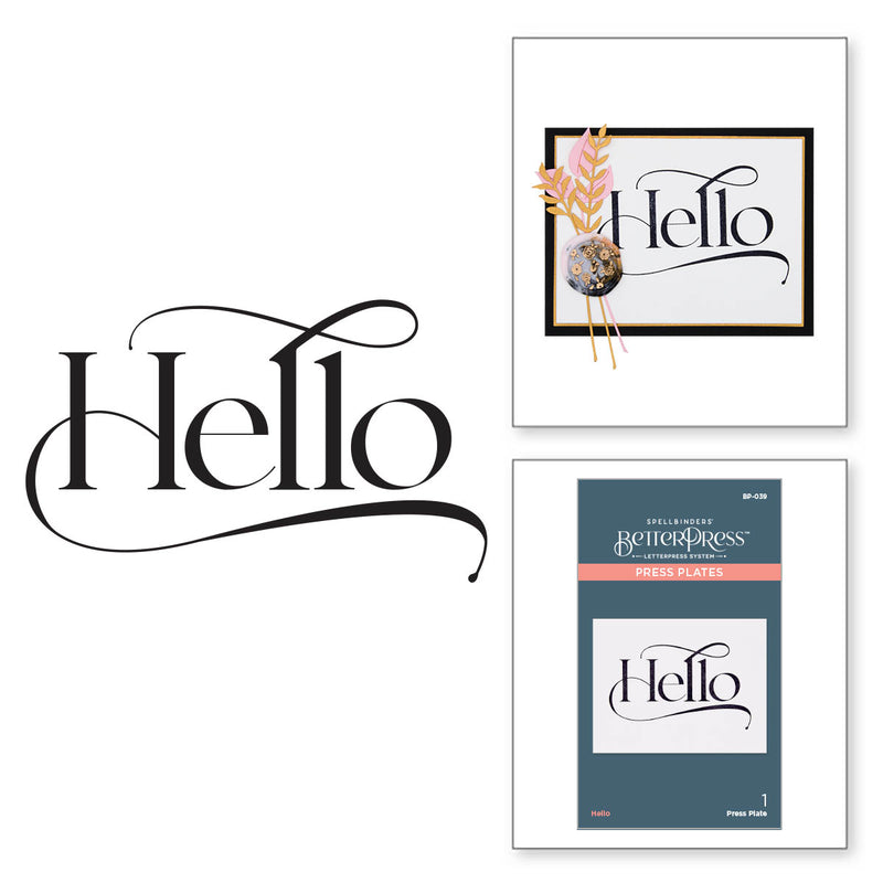 Spellbinders BetterPress Press Plate - Hello, BP-039