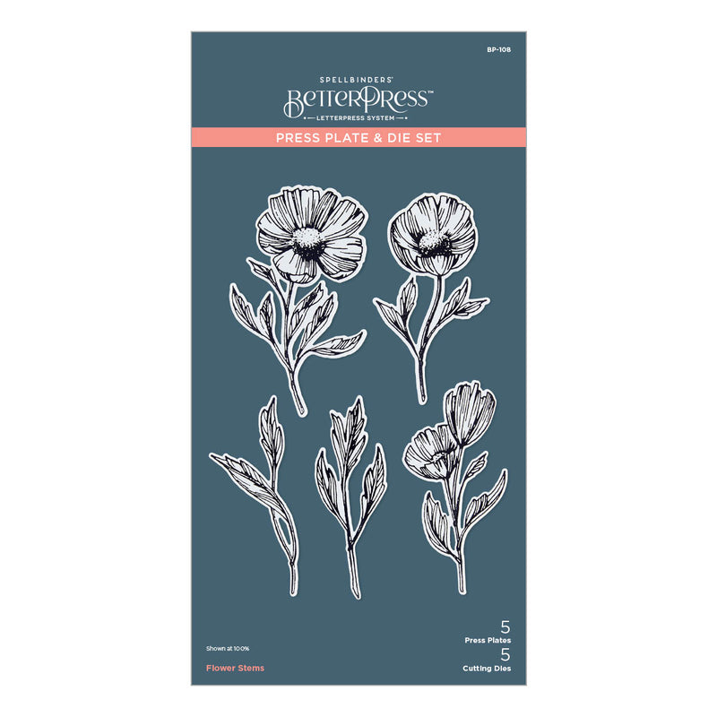 Spellbinders BetterPress Press Plate & Die Set - Flower Stems, BP-108