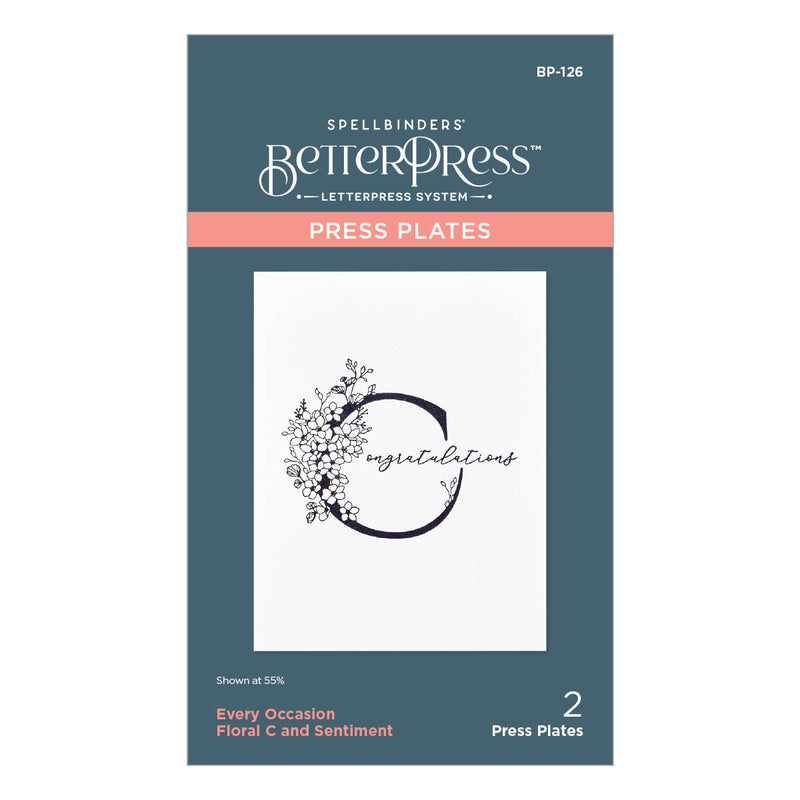 Spellbinders BetterPress Press Plates - Floral C and Sentiment, BP-126