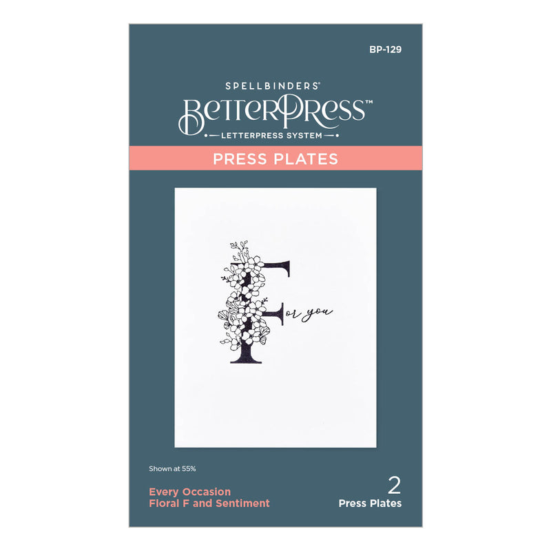 Spellbinders BetterPress Press Plates - Floral F and Sentiment, BP-129