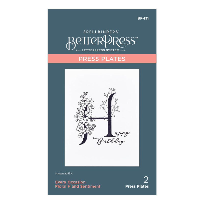 Spellbinders BetterPress Press Plates - Floral H and Sentiment, BP-131