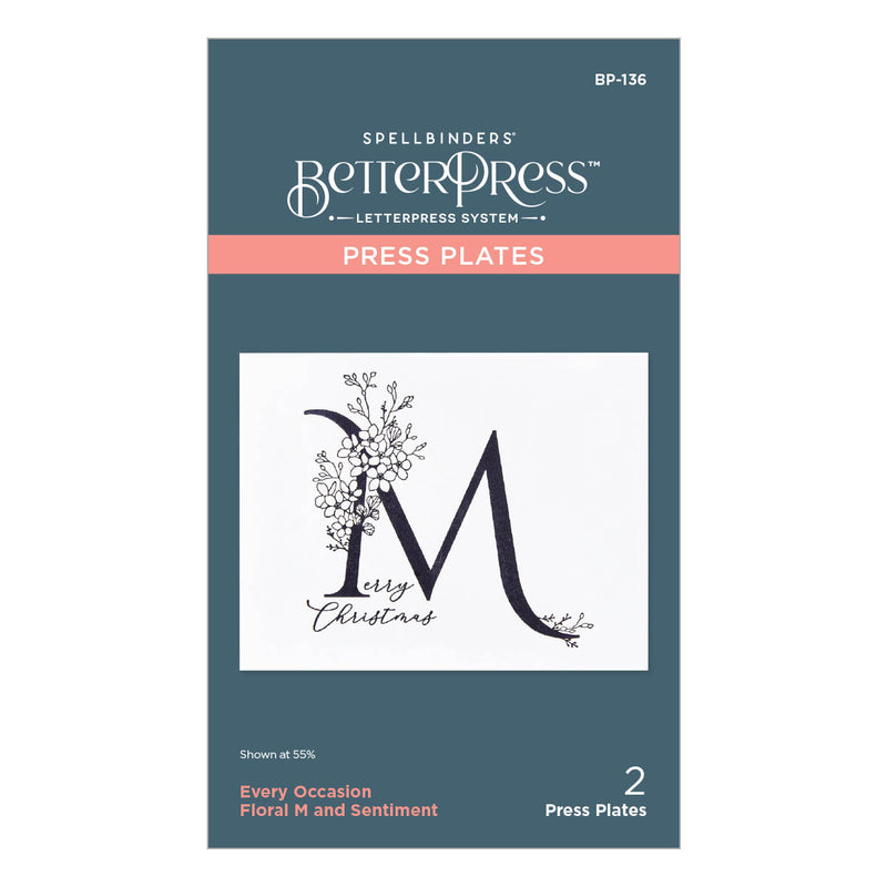 Spellbinders BetterPress Press Plates - Floral M and Sentiment, BP-136