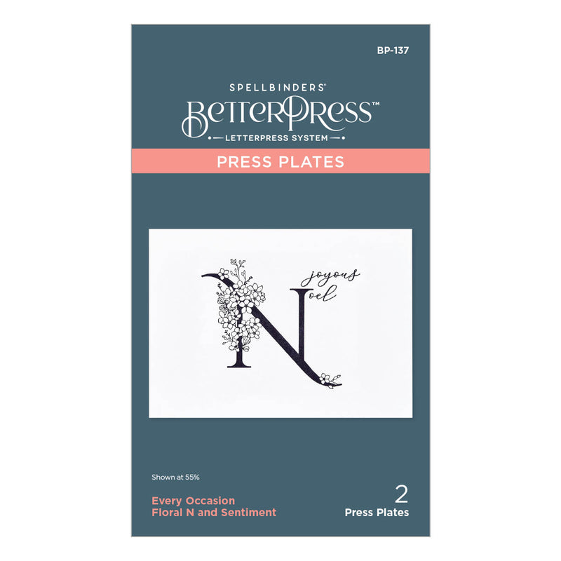 Spellbinders BetterPress Press Plates - Floral N and Sentiment, BP-137