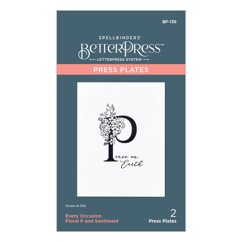 Spellbinders BetterPress Press Plates - Floral P and Sentiment, BP-139