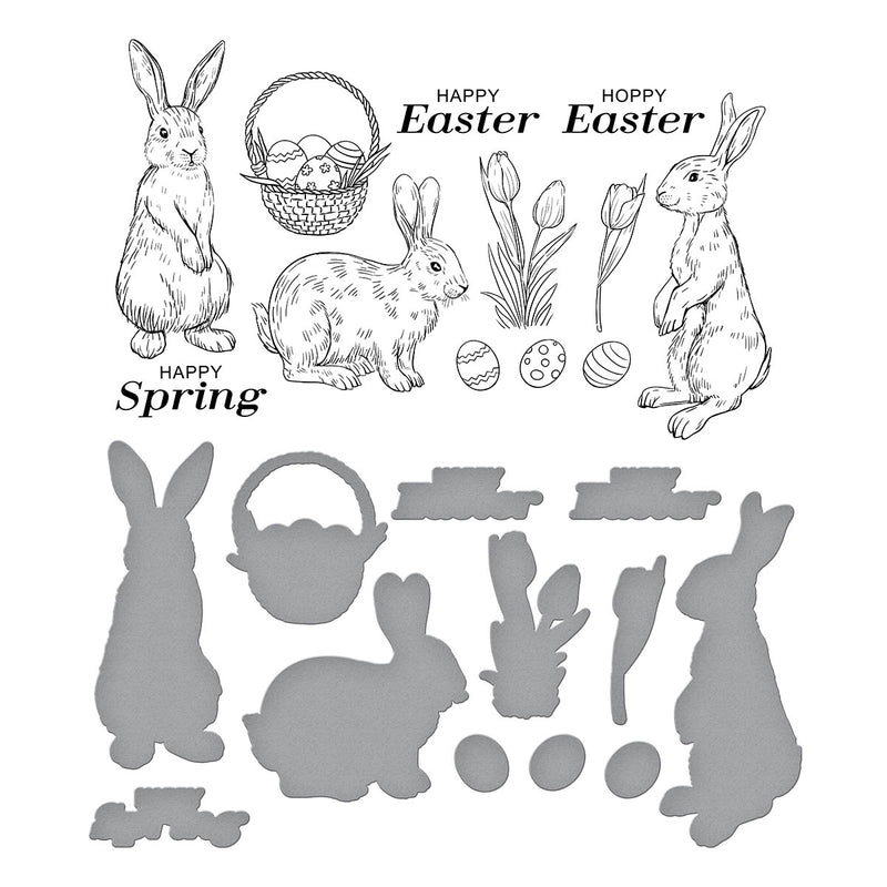 Spellbinders BetterPress Press Plate & Die Set - Spring Bunnies, BP-156
