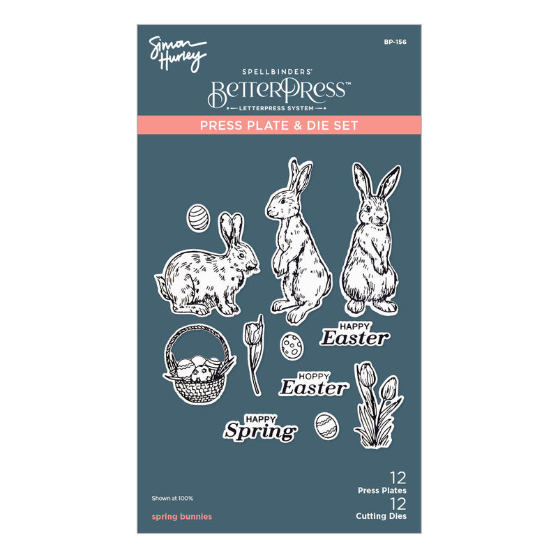 Spellbinders BetterPress Press Plate & Die Set - Spring Bunnies, BP-156