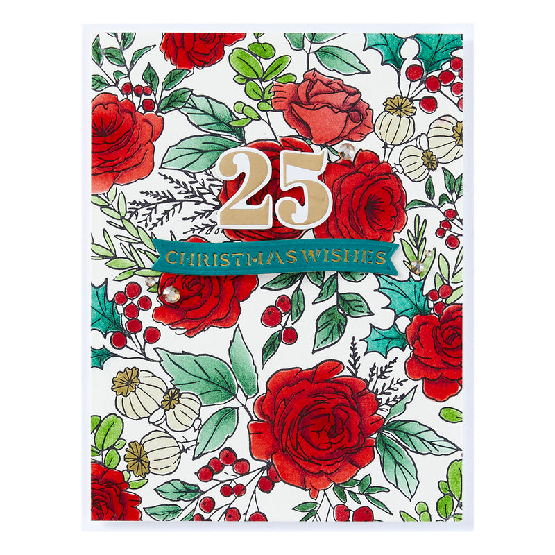 Spellbinders BetterPress Press Plate - Winter Rose Background, BP-195