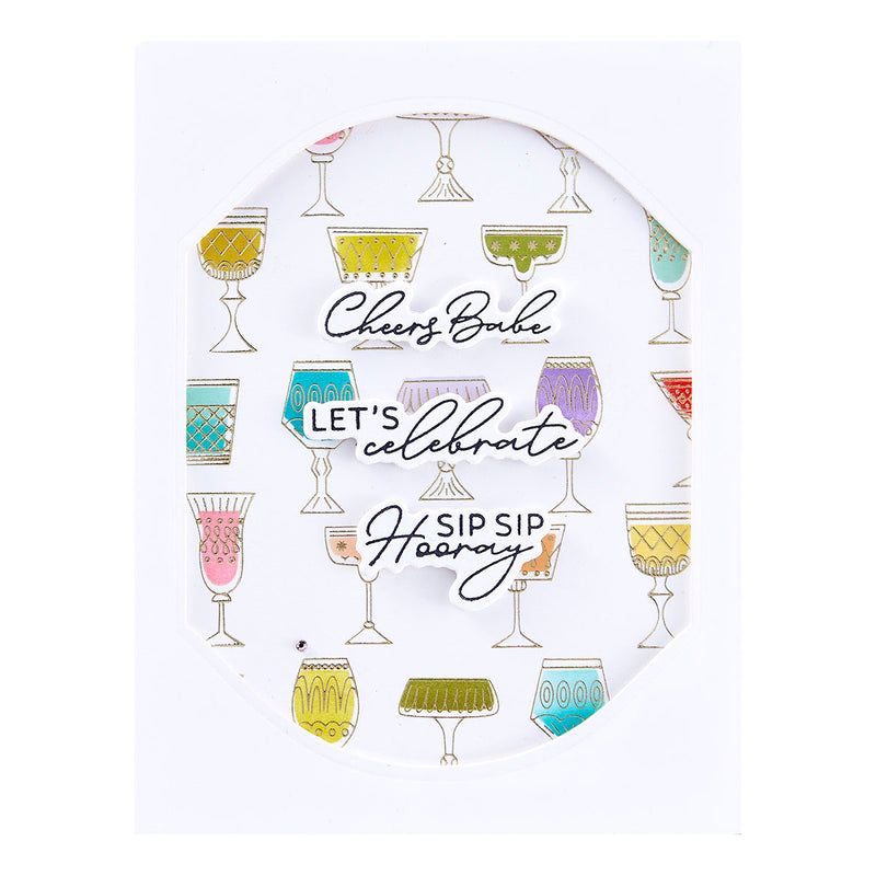 Spellbinders BetterPress Press Plate & Stencil Bundle - Layered Classy Glasses, BD-0882