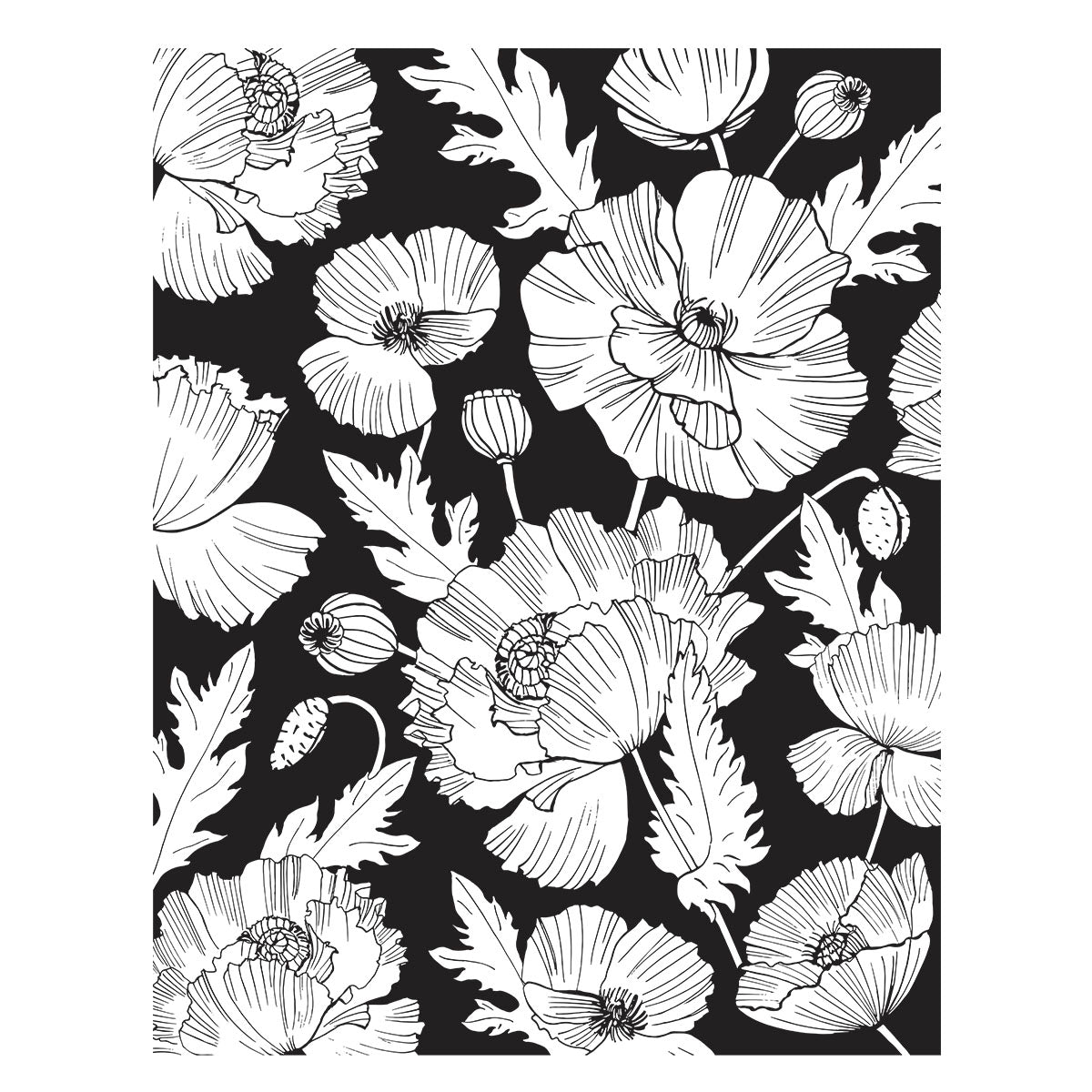 Spellbinders Poppy Background Press Plate - 4.5x5.75 Inch For Card Making