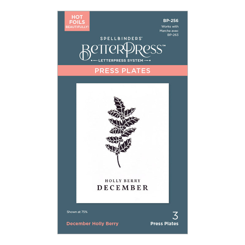 Spellbinders BetterPress Press Plate - December Holly Berry, BP-256