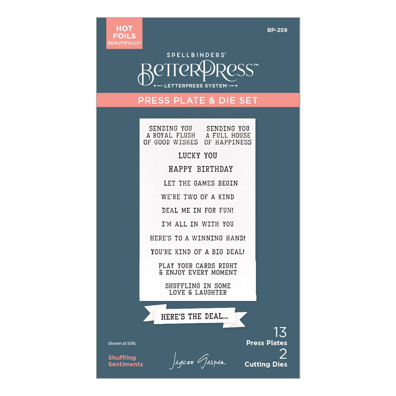 Spellbinders BetterPress Press Plate & Die Set - Shuffling Sentiments, BP-259