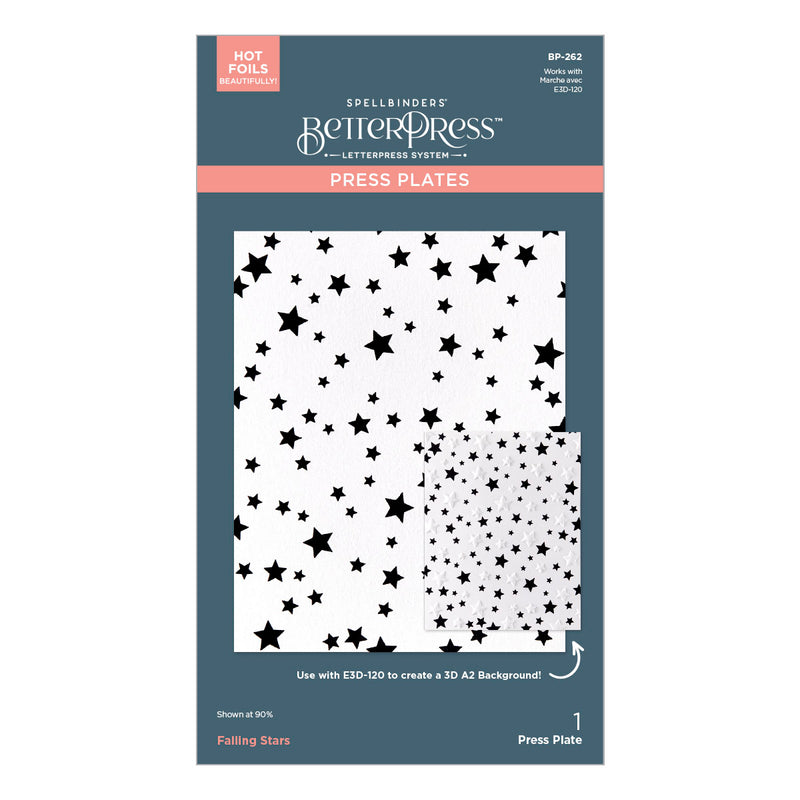 Spellbinders 3D Embossing Folder &  BetterPress Bundle - Wishing & Falling Stars, BD-0919