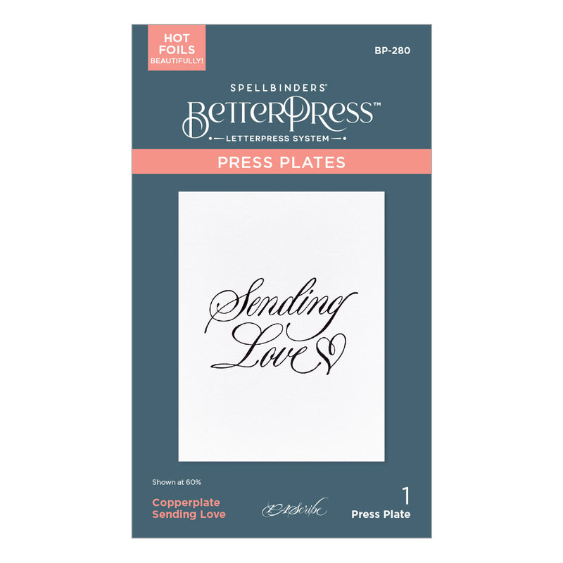 Spellbinders BetterPress Plate - Copperplate Sending Love, BP-280