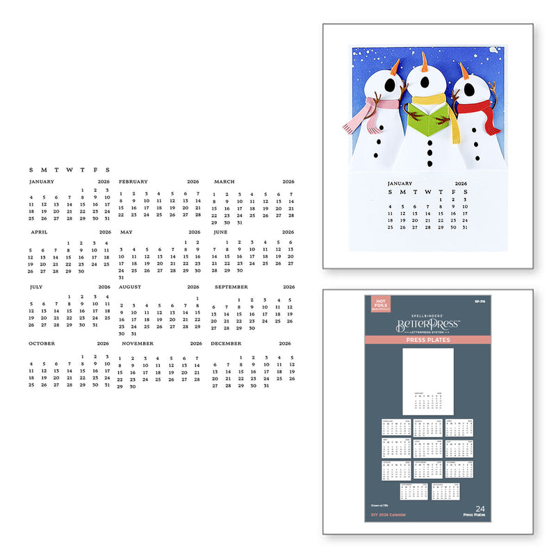 Spellbinders BetterPress Press Plate DIY 2026 Calendar, BP-316