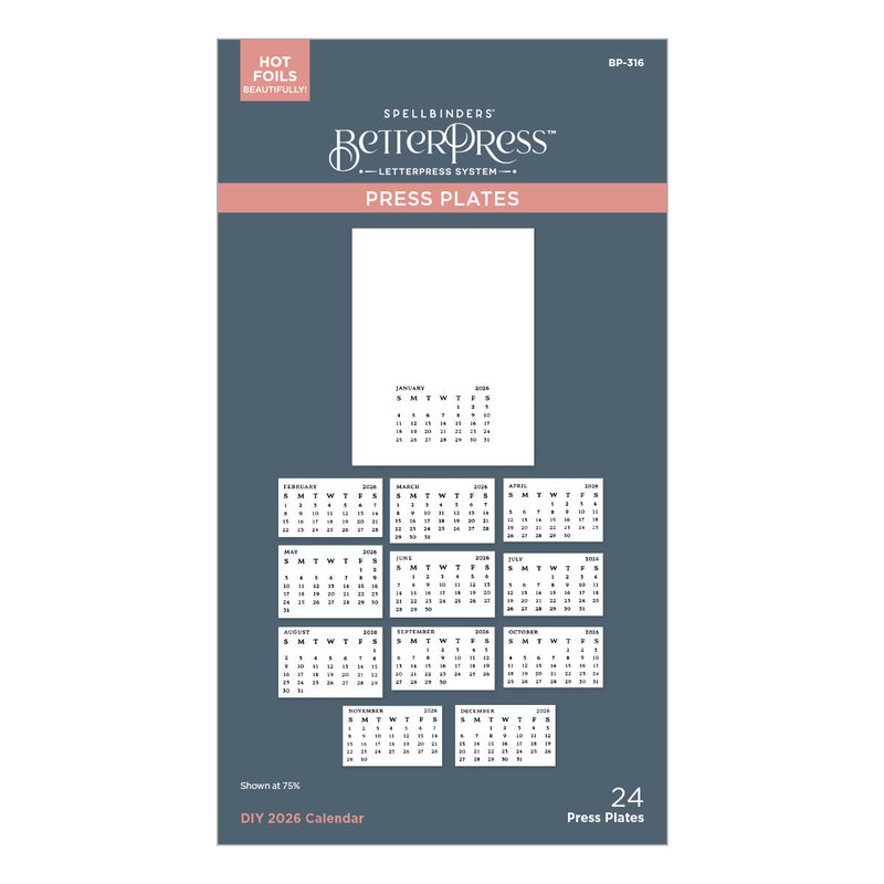 Spellbinders BetterPress Press Plate DIY 2026 Calendar, BP-316