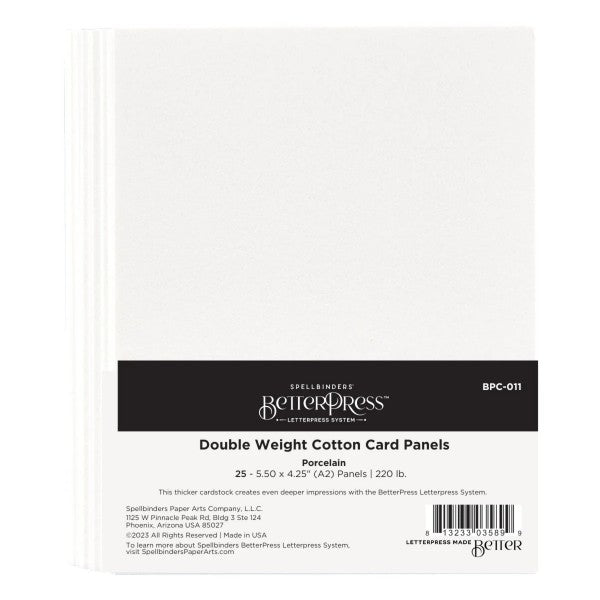 Spellbinders - Porcelain A2 BetterPress DW Cotton Card Panels, BPC-011