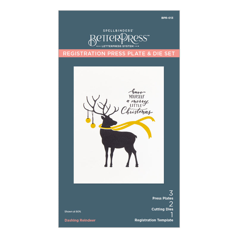 Spellbinders BetterPress Registration Press Plate & Die Set - Dashing Reindeer, BPR-013