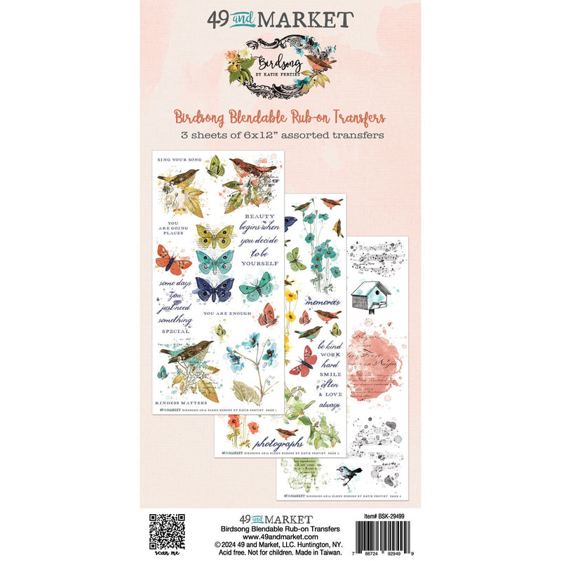 49 & Market Rub-On Transfer Set - Blendable, Birdsong, BSK-29499