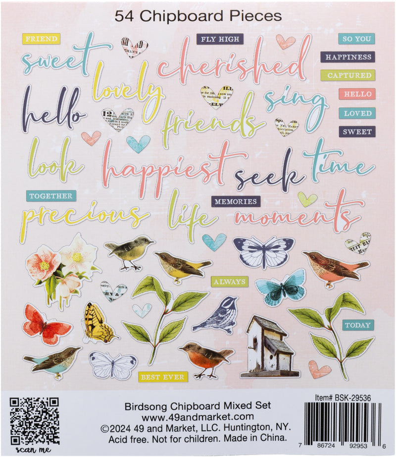 49 & Market Chipboard Mixed Set - Birdsong, BSK-29536