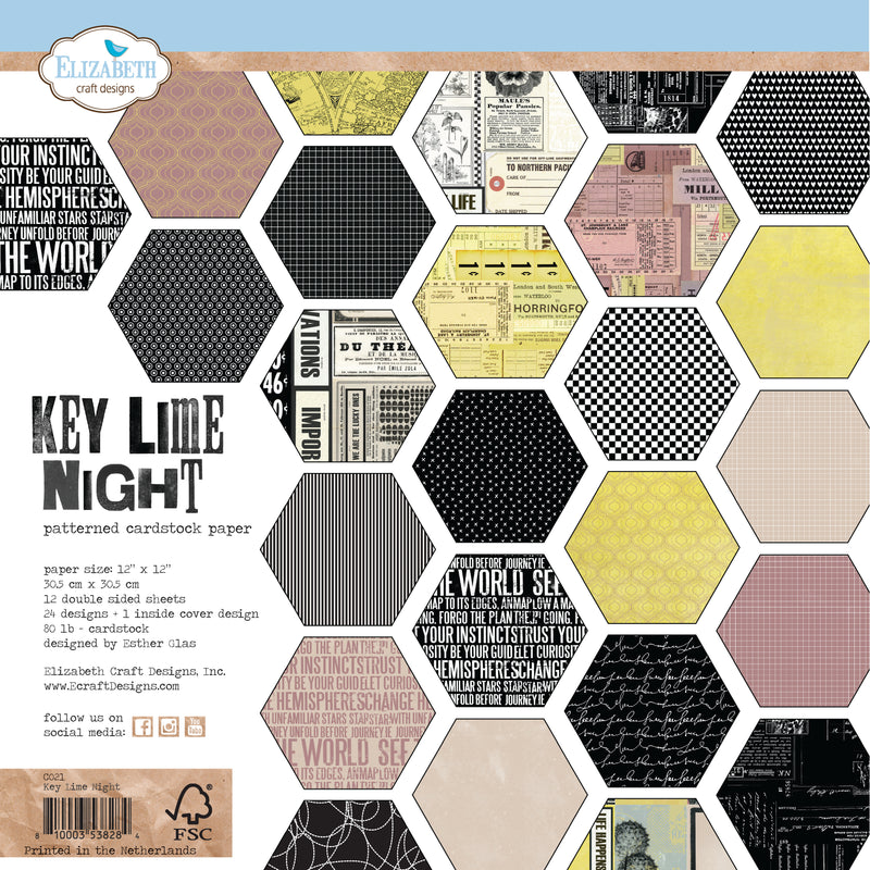 Elizabeth Craft Designs 12x12 Paper Pack- Key Lime Night, C021