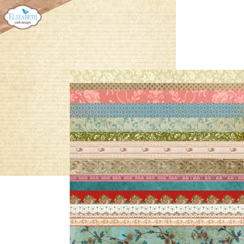Elizabeth Craft Designs 12x12 Paper Pack- Romantic Revival, C036 Anette Green