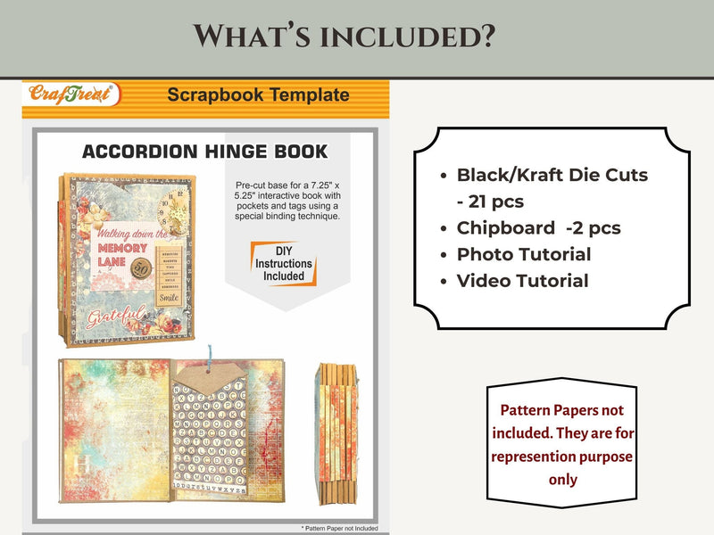 CrafTreat Scrapbook Blanks - Accordion Hinge Book DIY - Black, CAB024