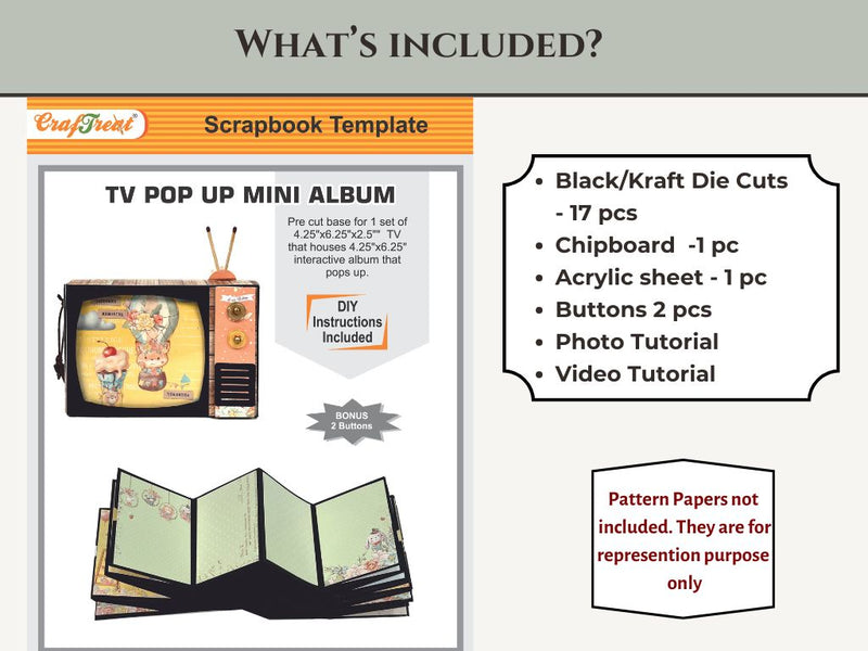 CrafTreat Scrapbook Blanks - TV Pop Up Mini Album - Kraft, CAB029