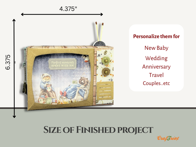 CrafTreat Scrapbook Blanks - TV Pop Up Mini Album - Kraft, CAB029