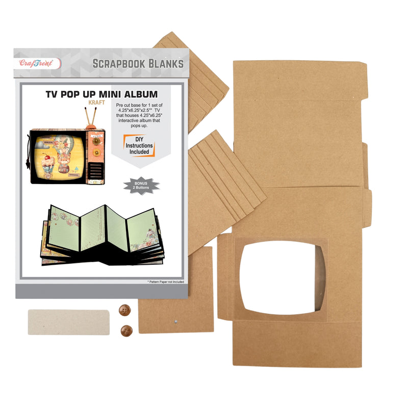 CrafTreat Scrapbook Blanks - TV Pop Up Mini Album - Kraft, CAB029